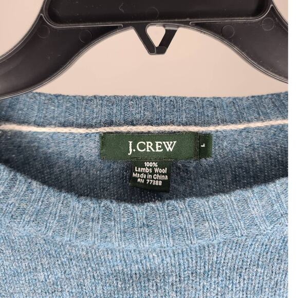 J Crew dark blue / teal lambswool long sleeve crewneck sweater - large - Picture 2 of 3